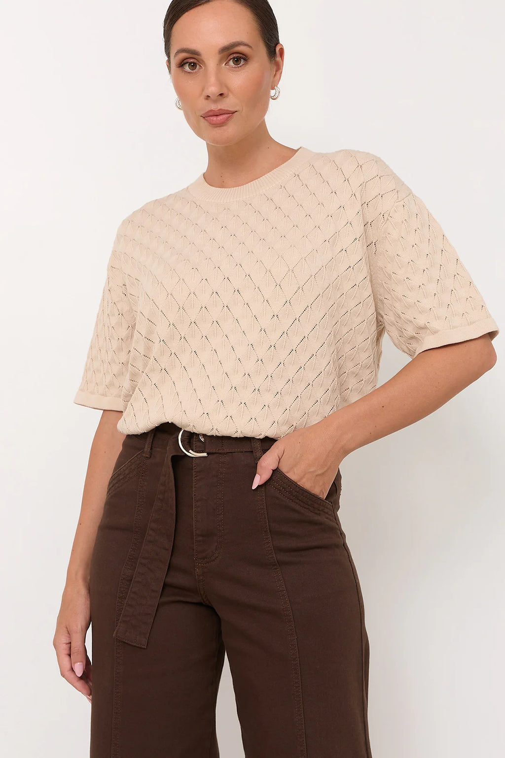 Adorne Adele Wide Leg Jean Choc