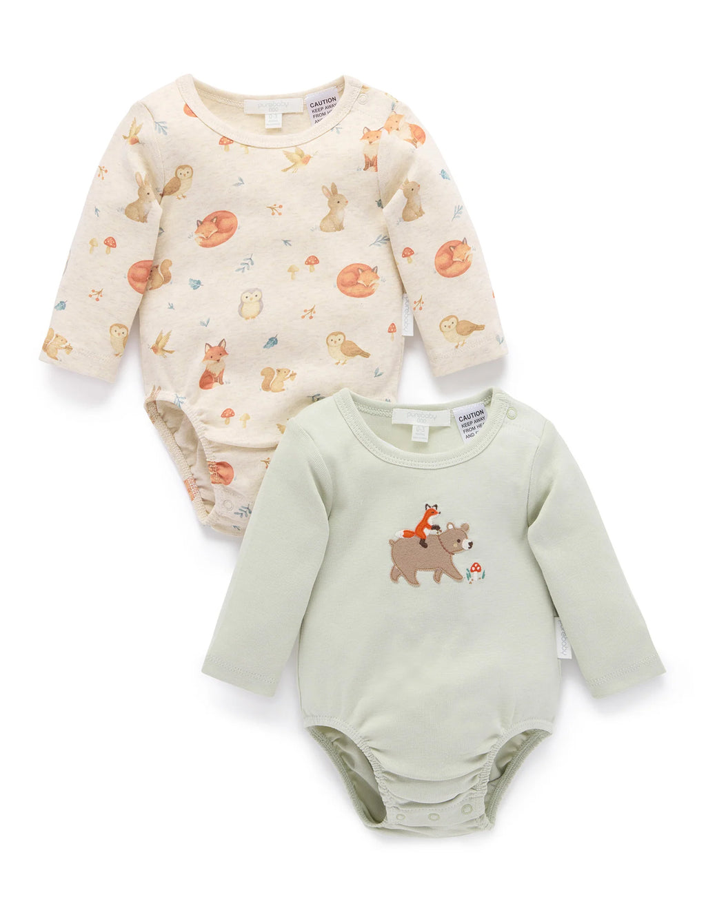 Purebaby Woodland 2pack Bodysuit
