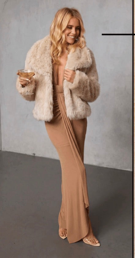 Smaibulun Faux Fur Coat Cream