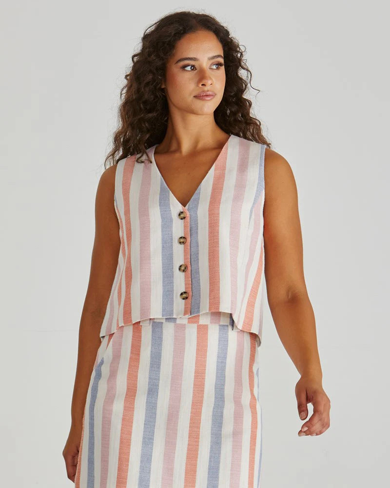 Sass Travis Vest Multi Stripe