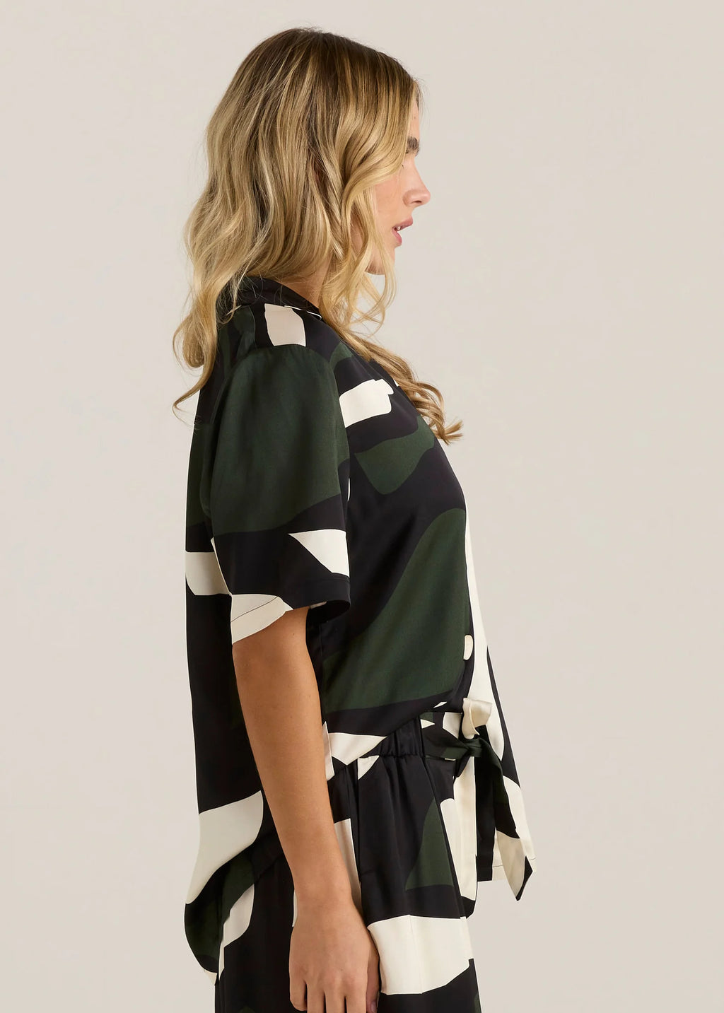 Sass Tarni Satin Shirt Iris Abstract