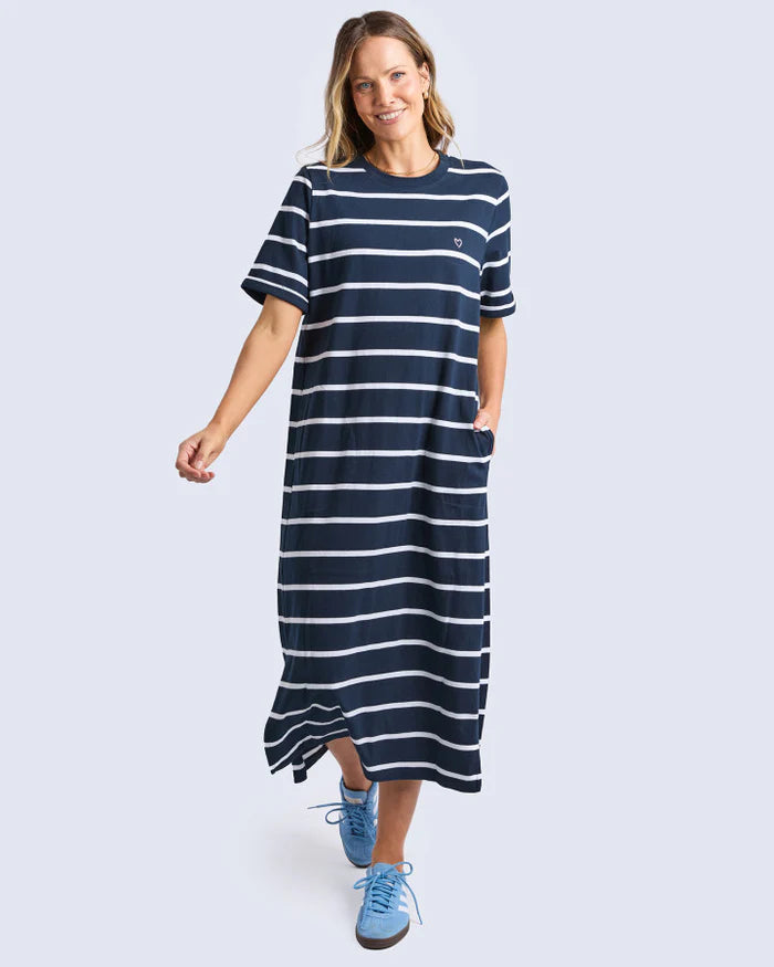 Elm Halli Dress Navy Stripe