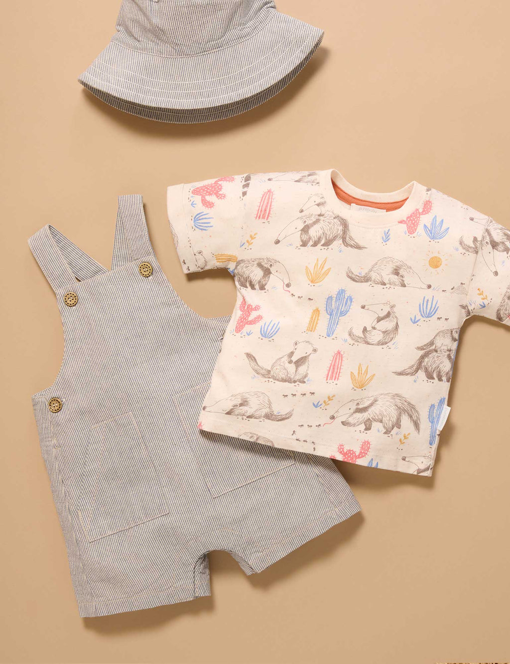 Purebaby Striped Overall set