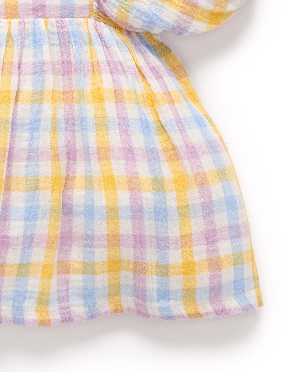 Purebaby Lila Check Gathered Dress