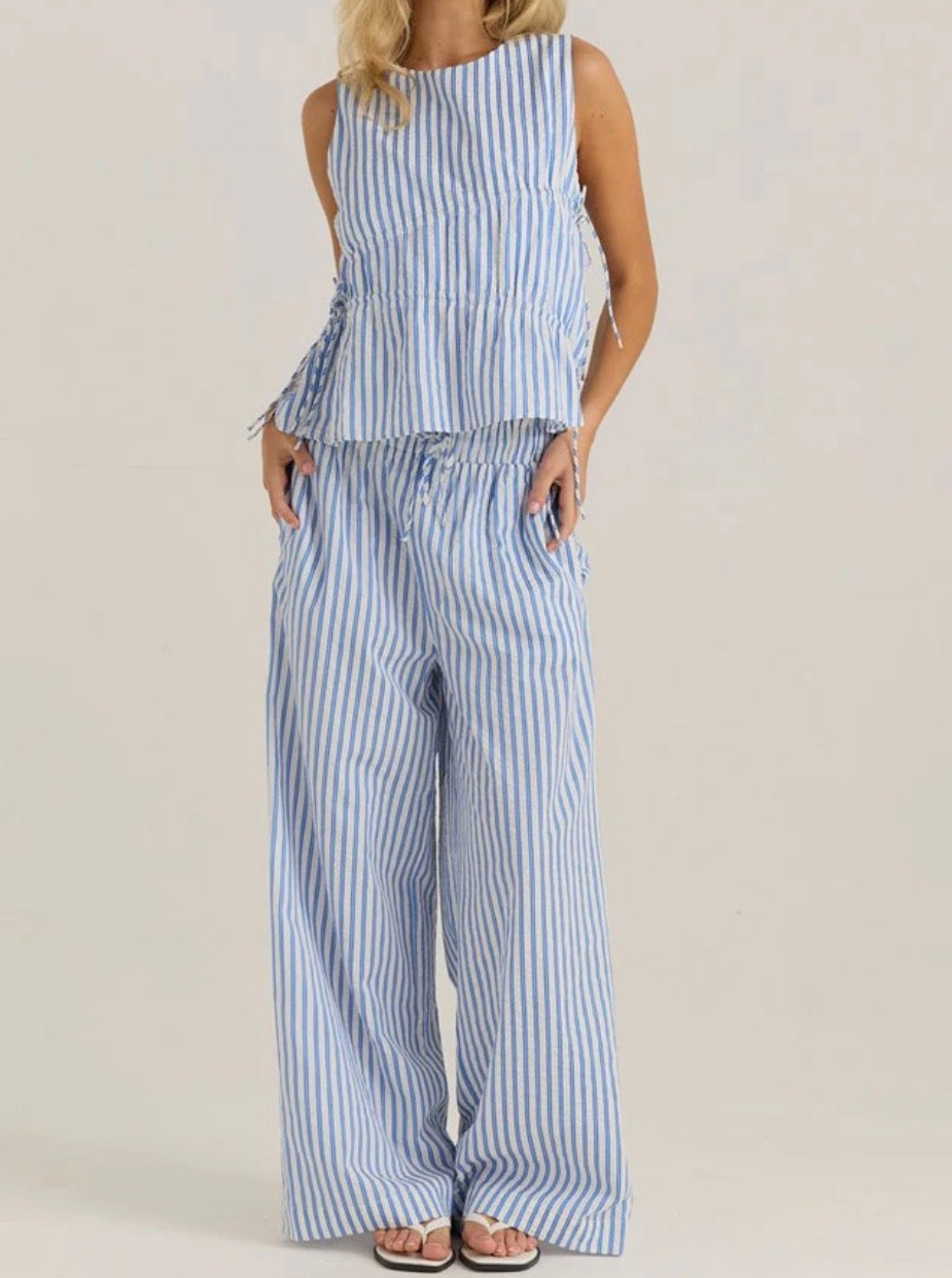 Sass Aziza Pant Blue White Stripe