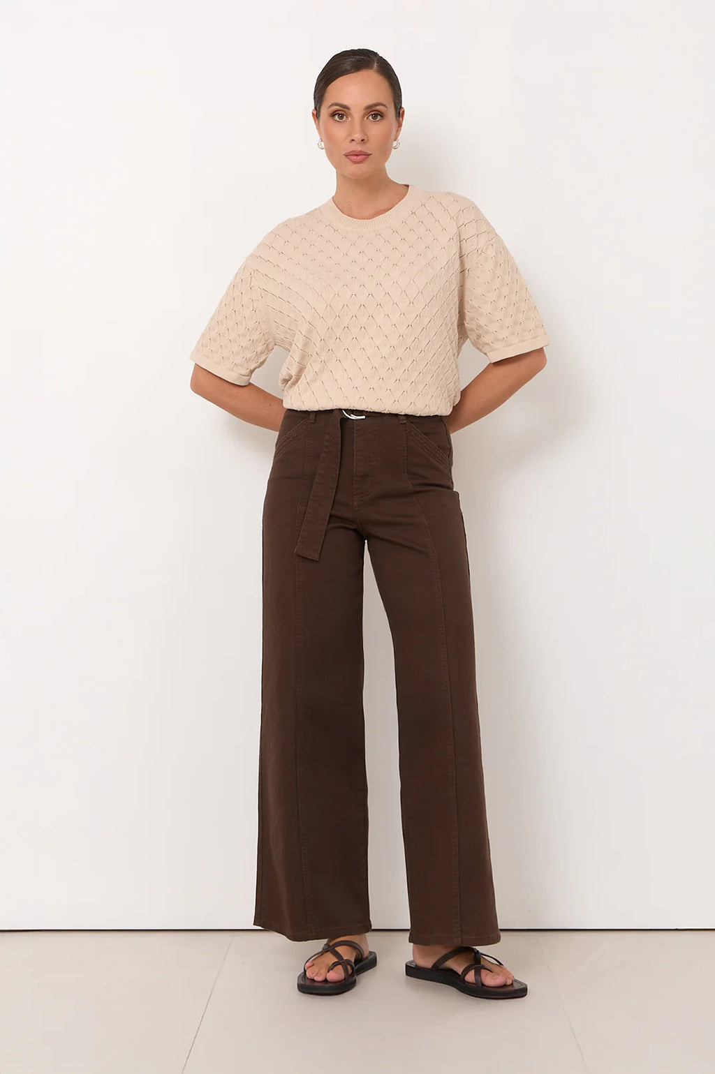 Adorne Adele Wide Leg Jean Choc