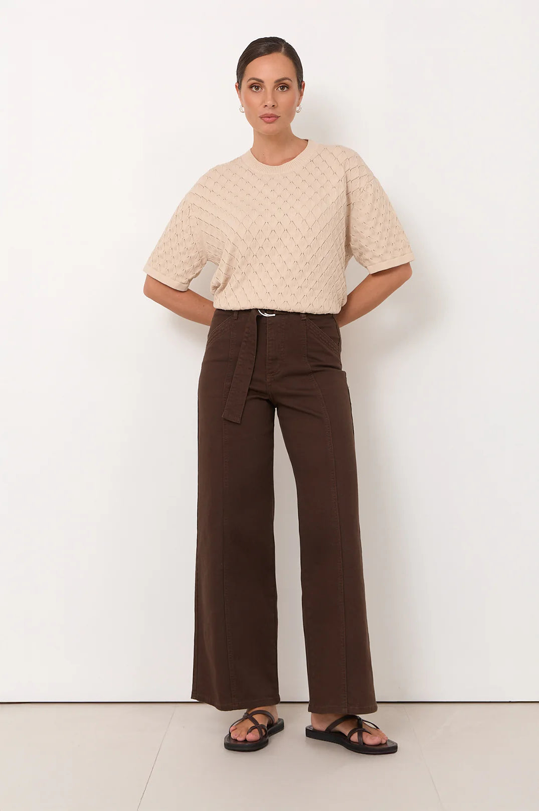 Adorne Adele Wide Leg Jean Choc