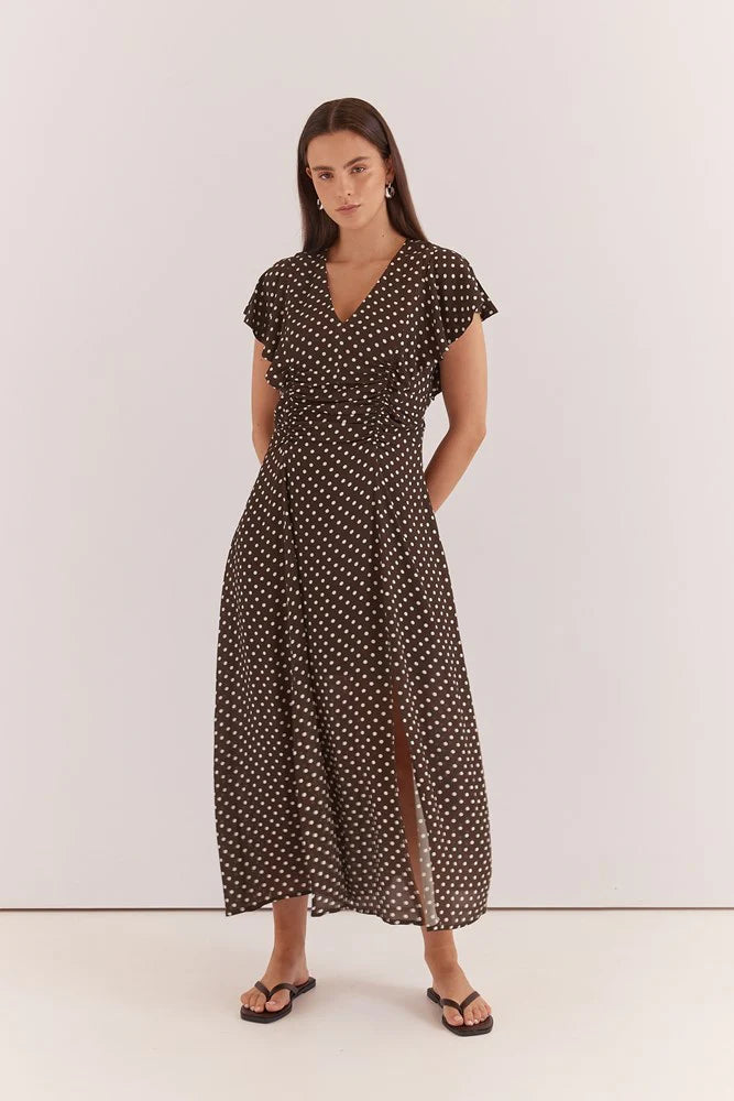 Sass Elba Ruched Waist Dress Polka Dot