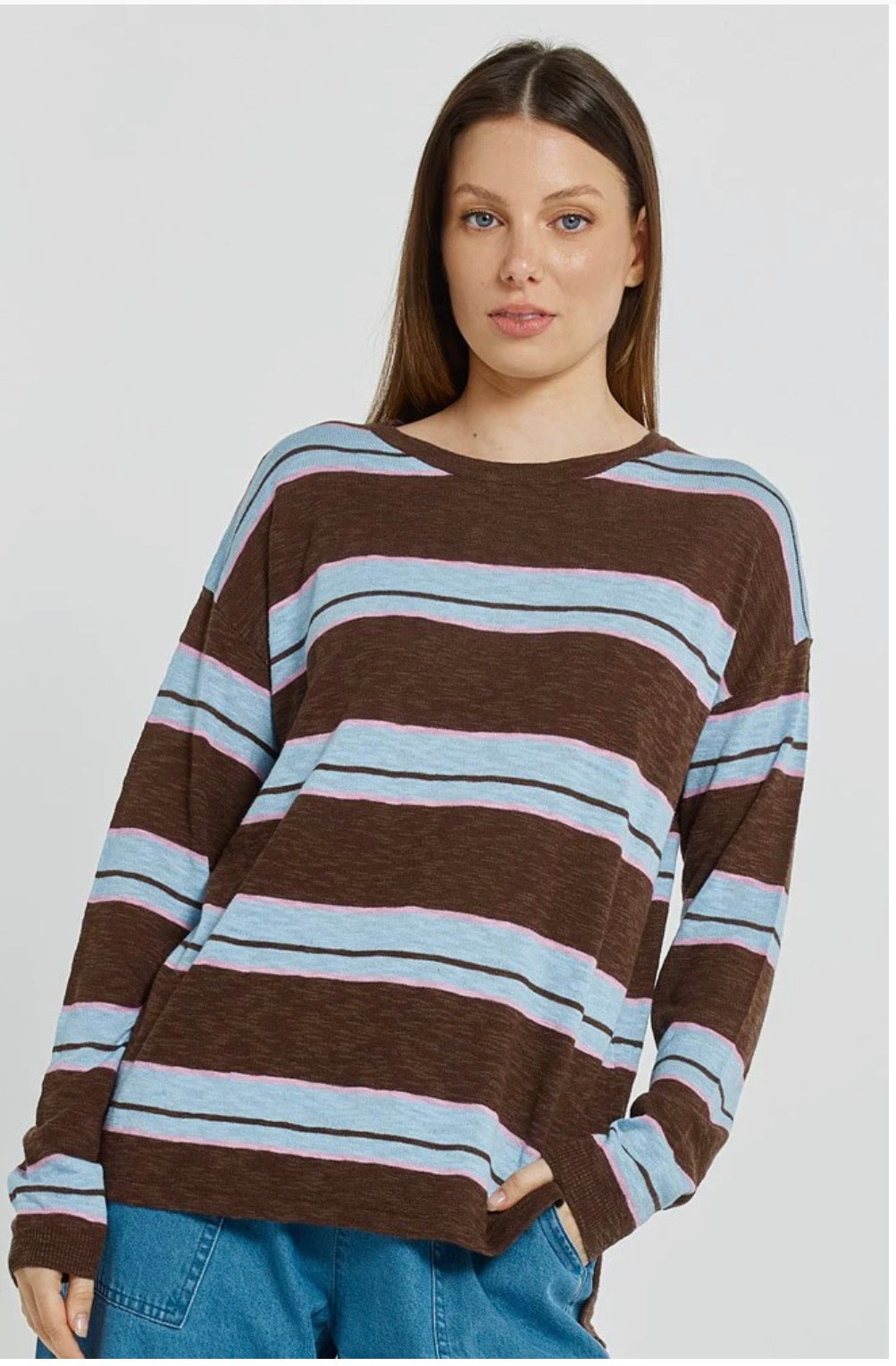 Betty Basics Natasha Knit Choc Blue Pink