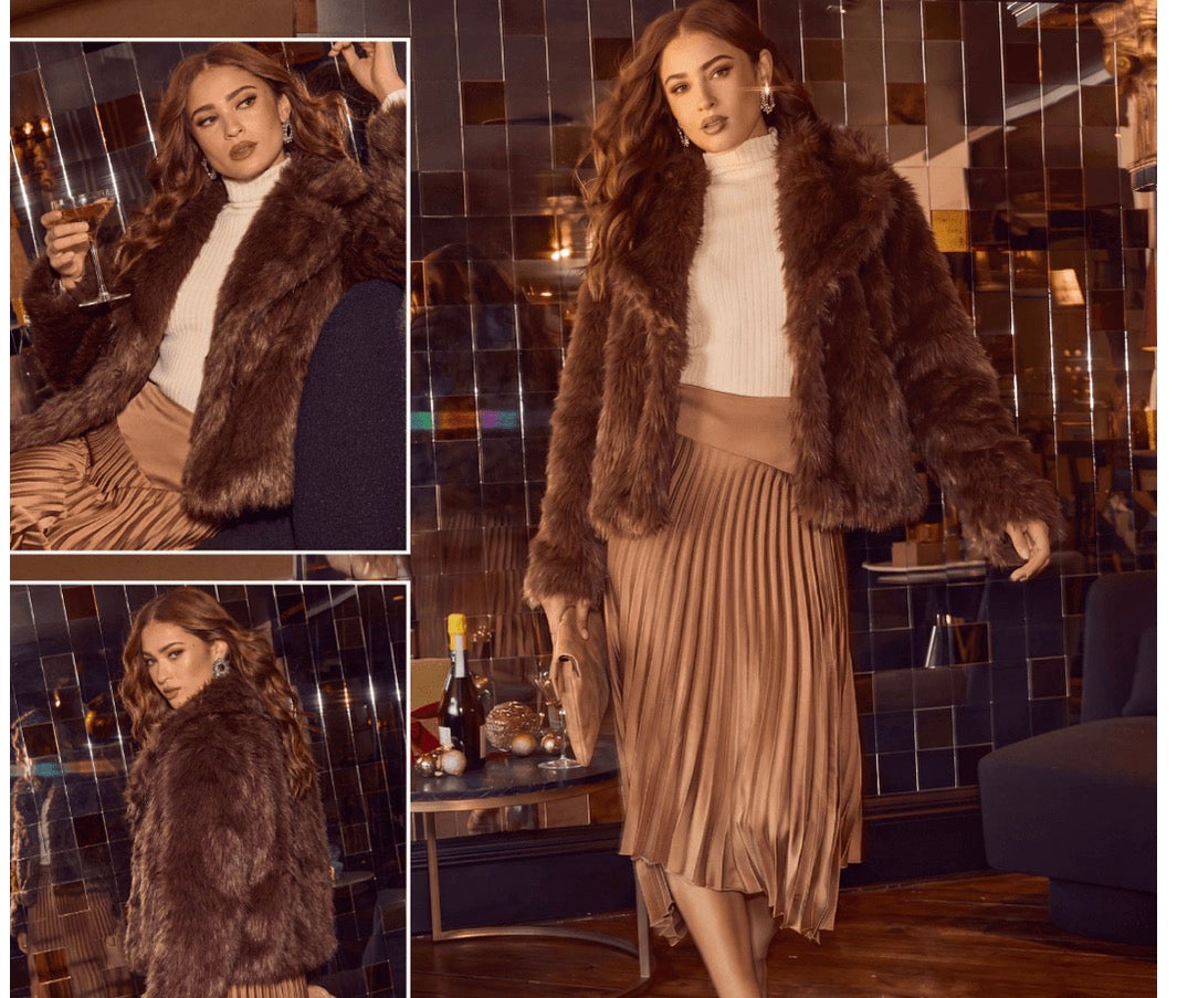 Smaibulun Faux Fur Coat Chocolate