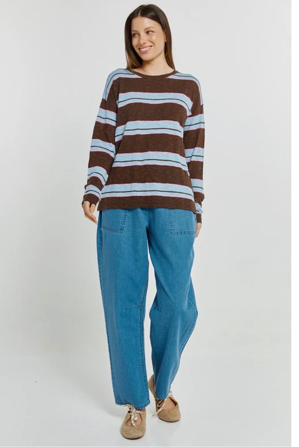 Betty Basics Natasha Knit Choc Blue Pink