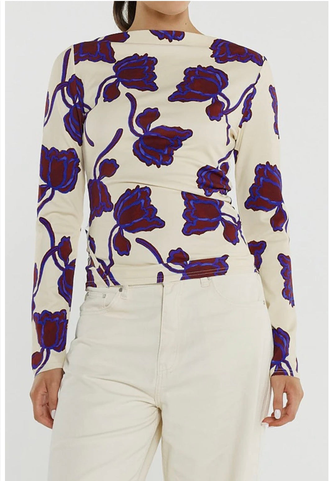 Sass Jade Seamed Jersey Top Winter Poppy