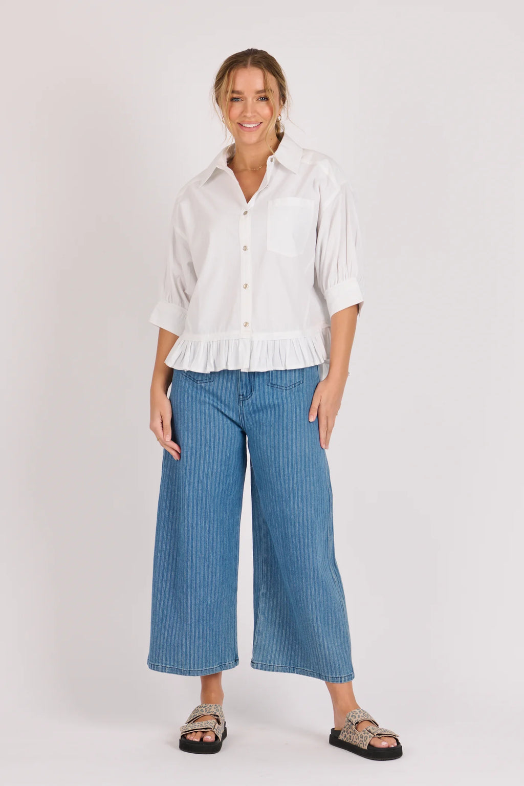 Ellis & Dewey Frill Detail Collared Shirt