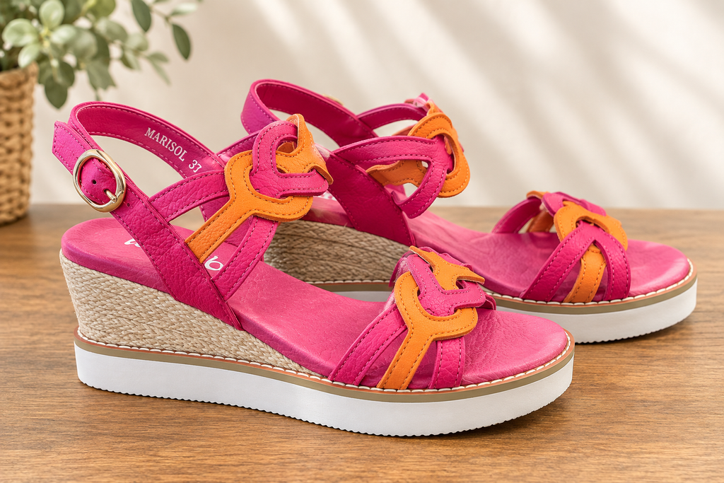 Hinako Marisol Orange Fuchsia wedge