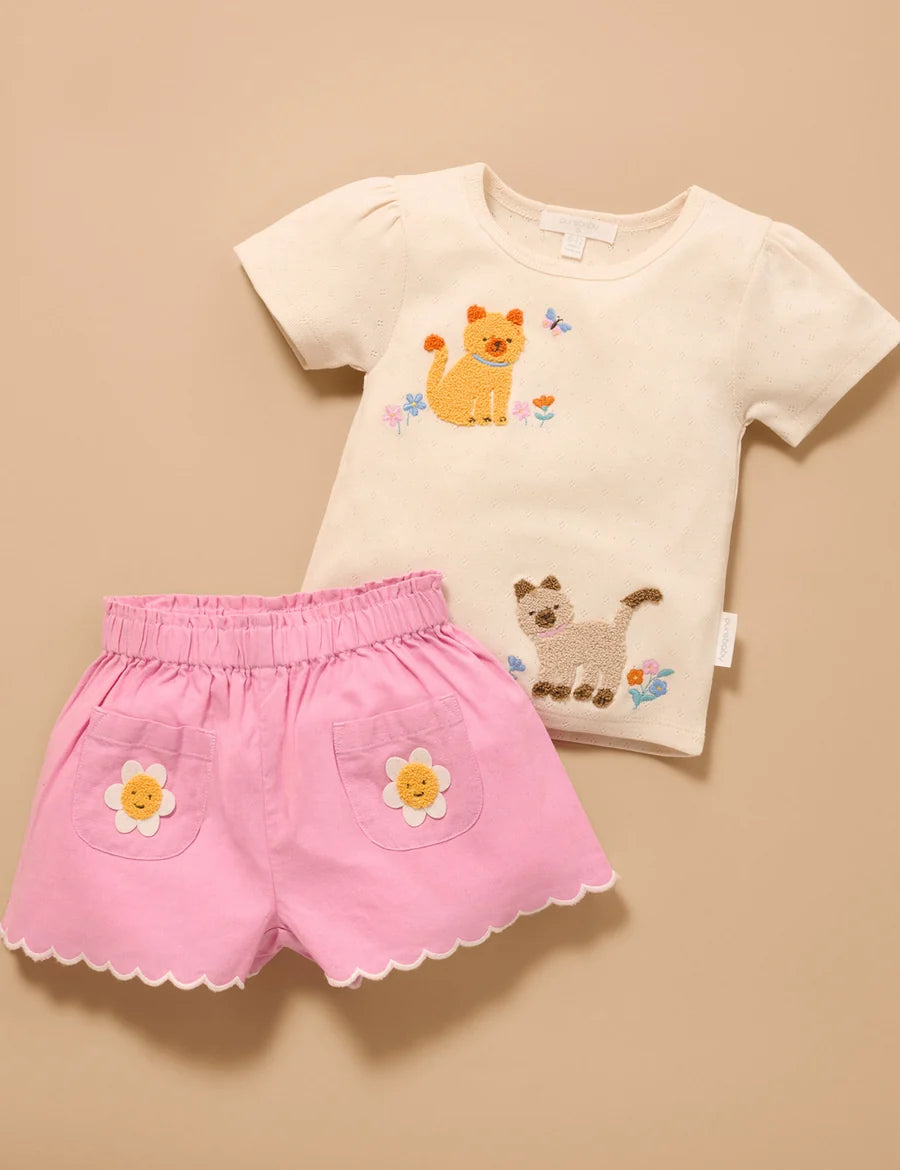 Purebaby Pointelle Tee kitten Cloud