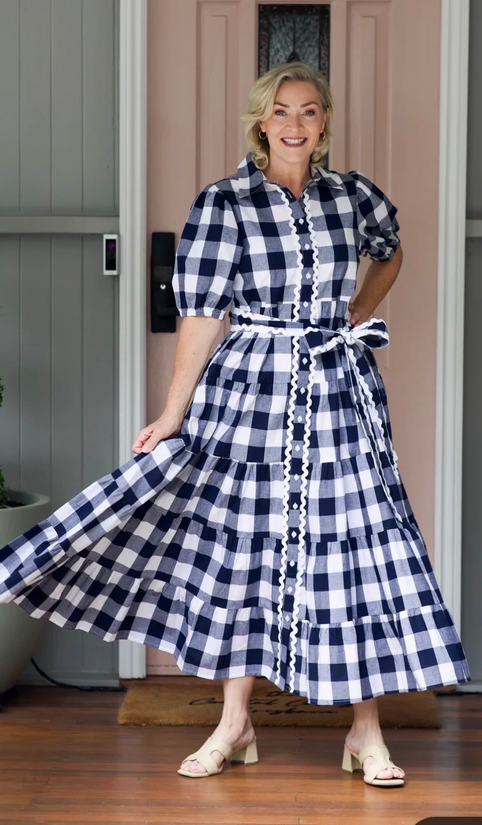 Liv & Milly Alice Gingham Dress Navy & White