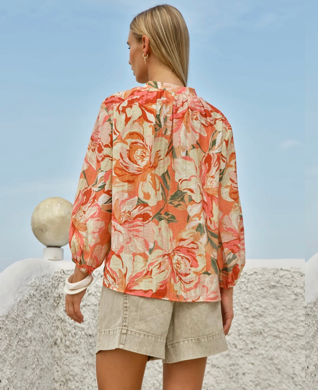 Fate & Becker Shae Split Neck Blouse Petal