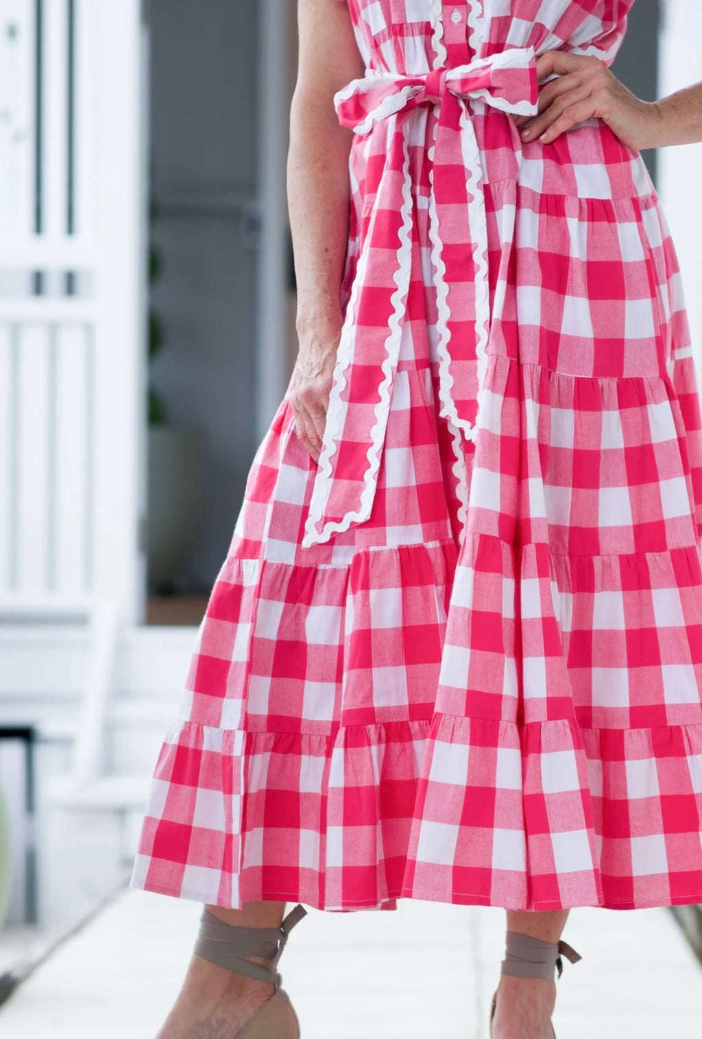 Liv & Milly Alice Gingham Dress Pink & White