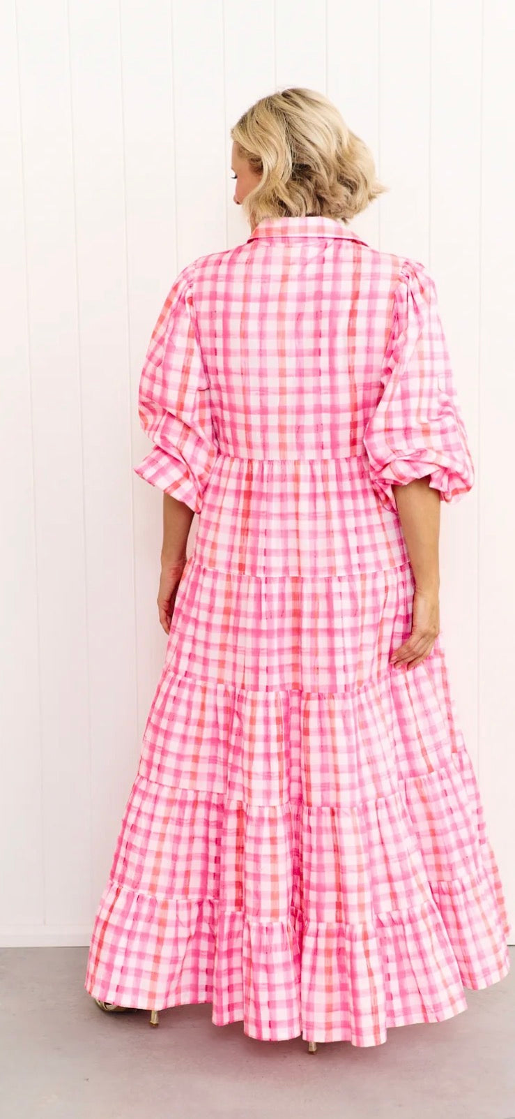 Liv & Milly Alice Gingham Dress Pink/Orange