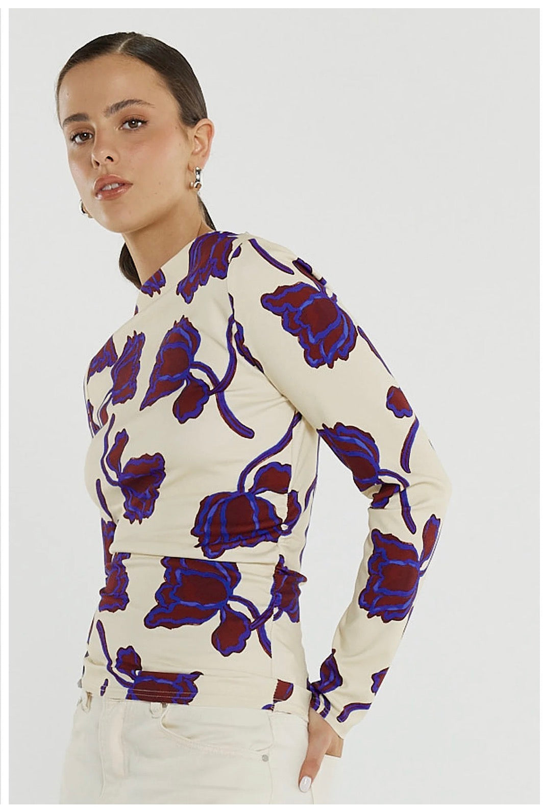 Sass Jade Seamed Jersey Top Winter Poppy