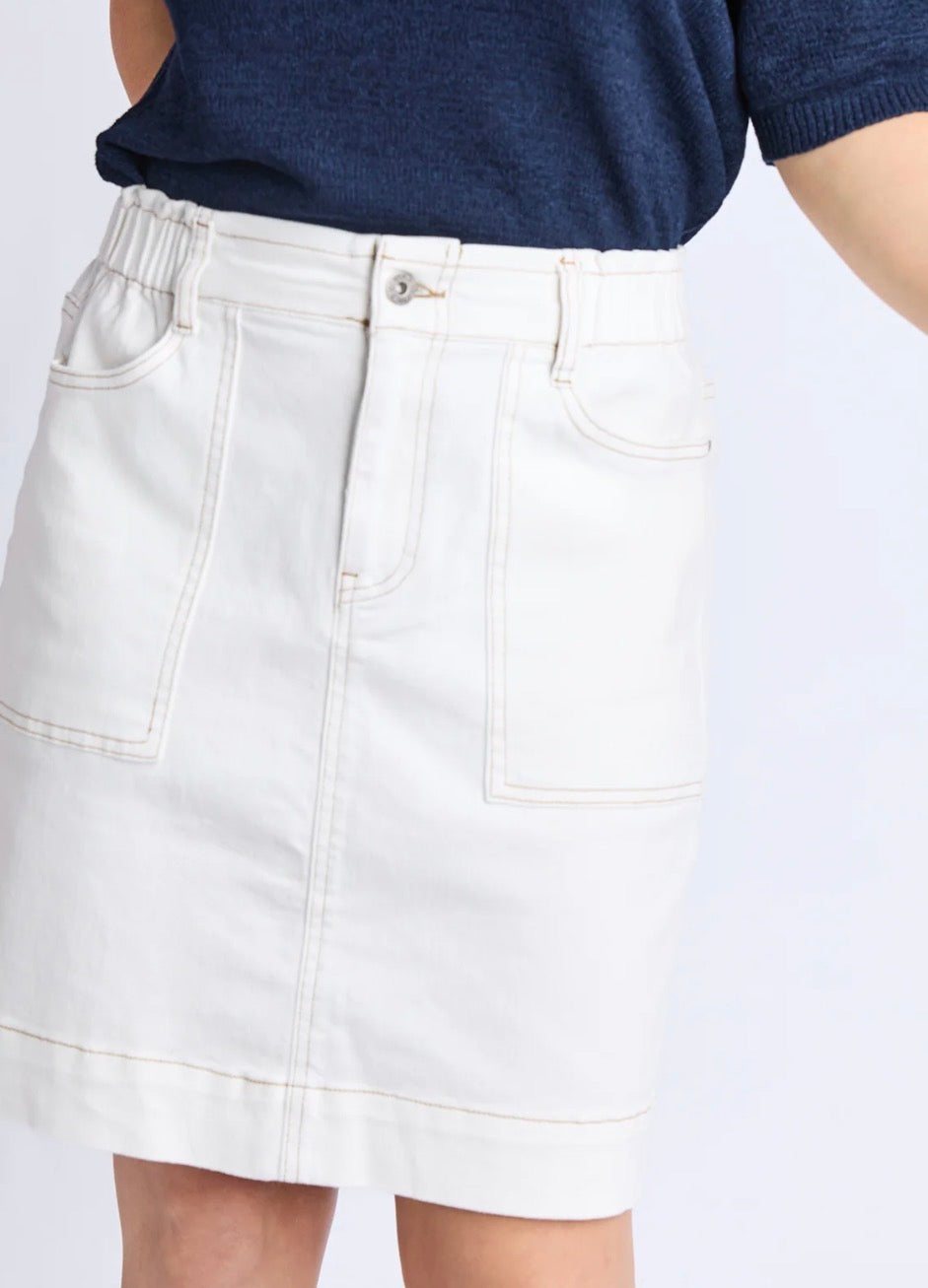 Elm Atlas Denim Skirt Vintage White