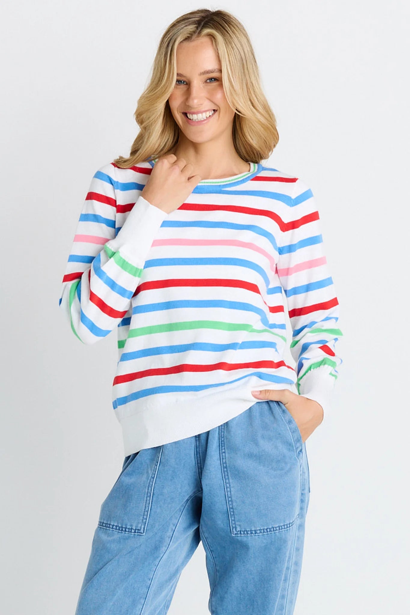 Betty Basics Indie Knit Sweater Sorbet Stripe