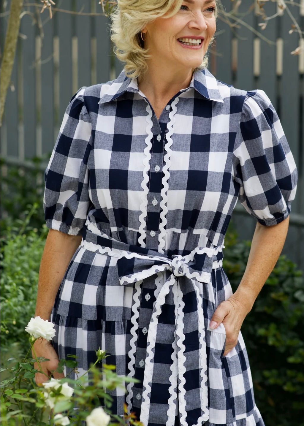 Liv & Milly Alice Gingham Dress Navy & White