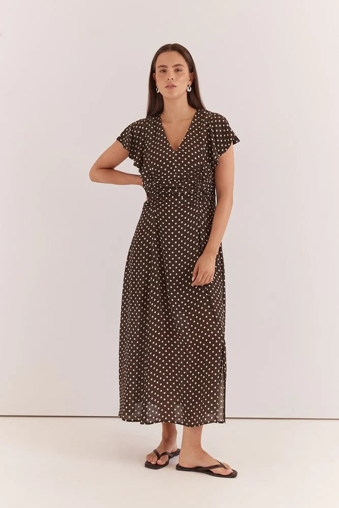 Sass Elba Ruched Waist Dress Polka Dot