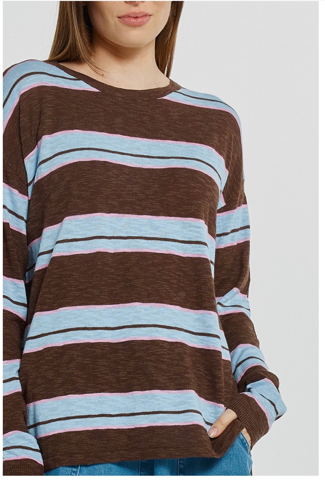 Betty Basics Natasha Knit Choc Blue Pink