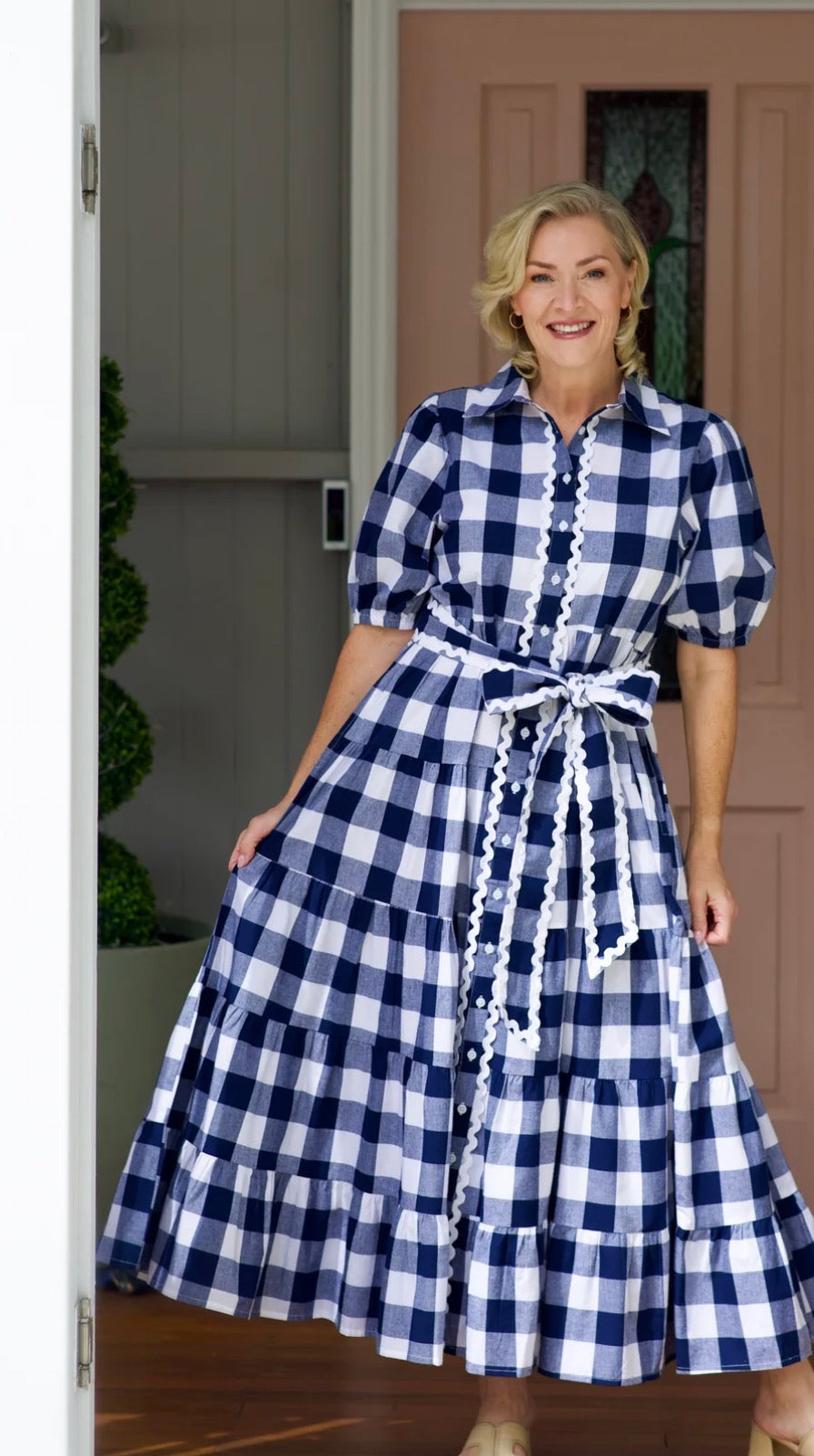 Liv & Milly Alice Gingham Dress Navy & White