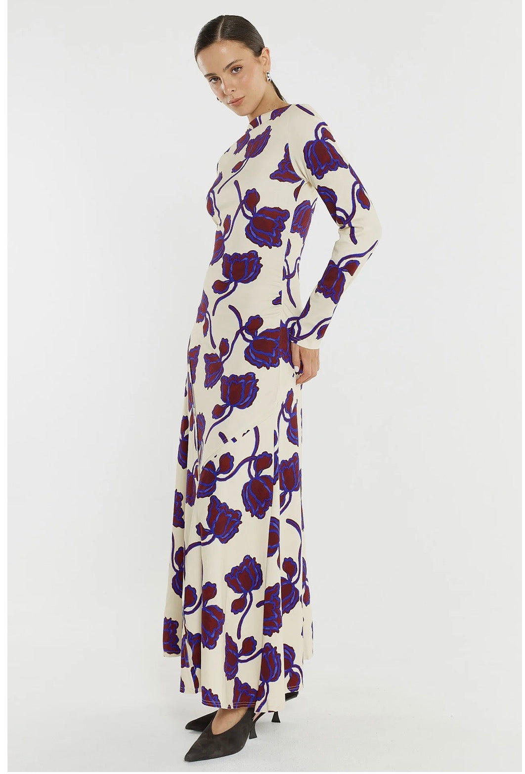 Sass Jade Seamed Jersey Dress Winter Poppy