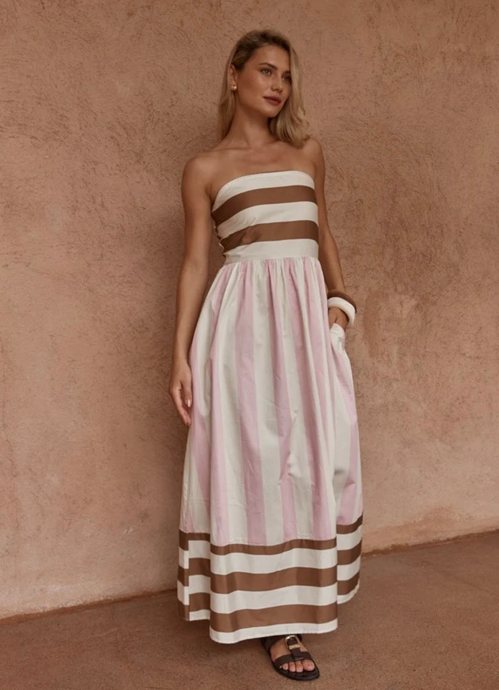 Sass Nea Spliced Strapless Dress