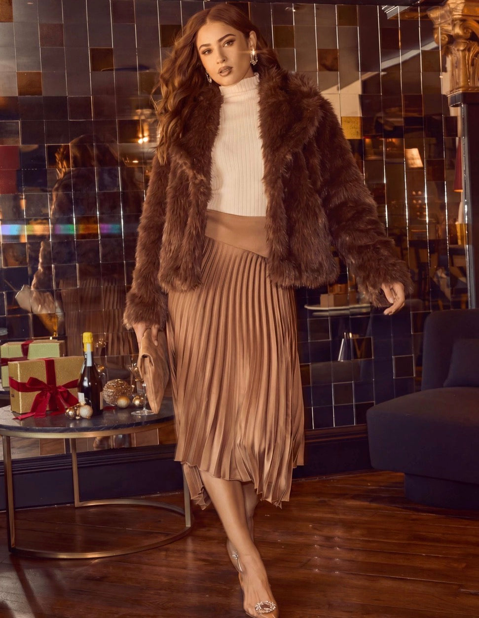 Smaibulun Faux Fur Coat Chocolate