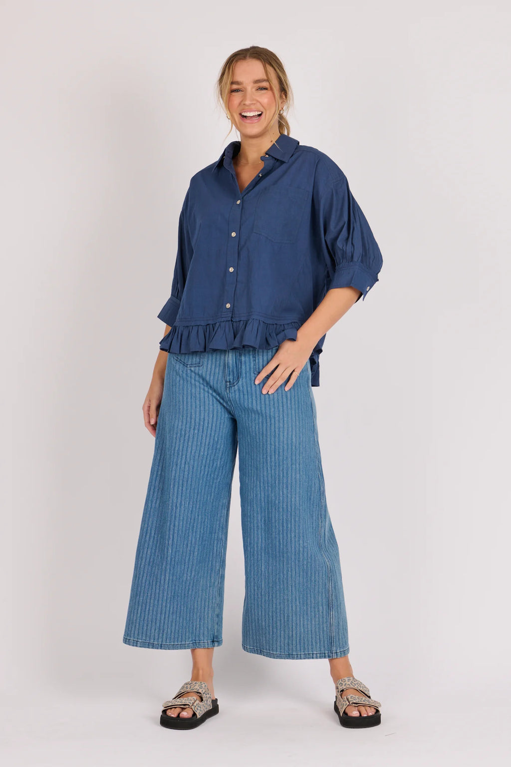 Ellis & Dewey Frill Detail Collared Shirt