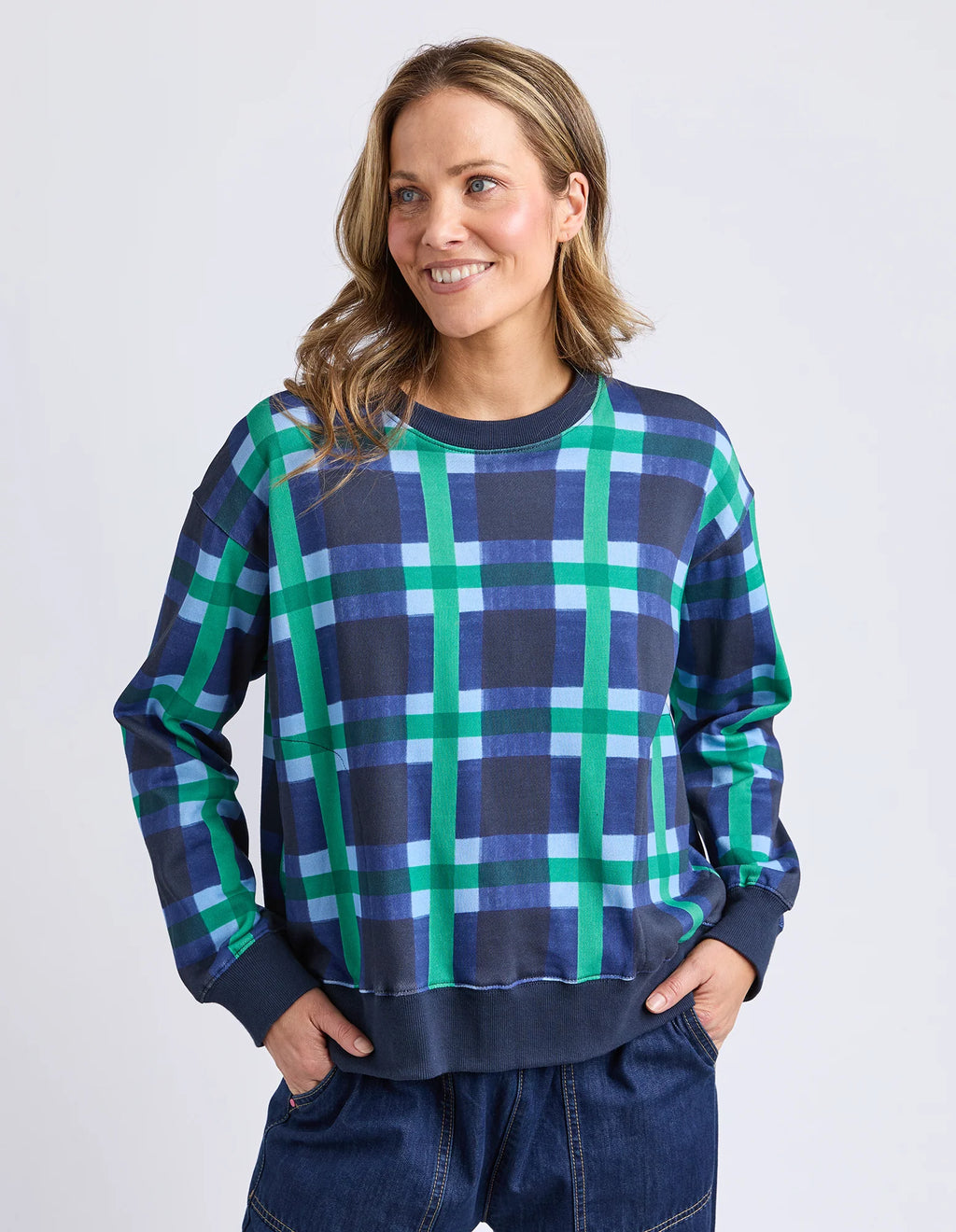 Elm Bari Crew Blue Check