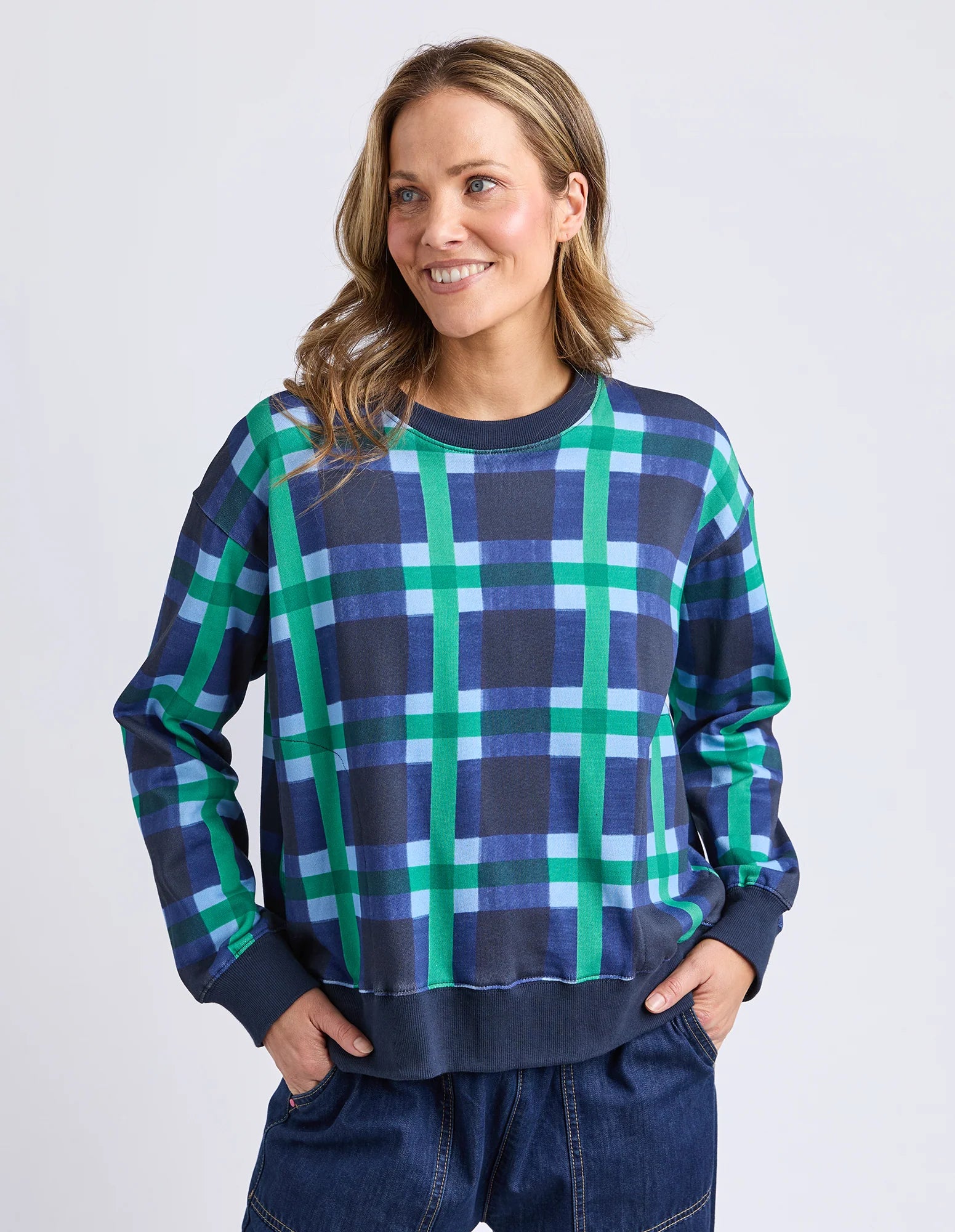 Elm Bari Crew Blue Check