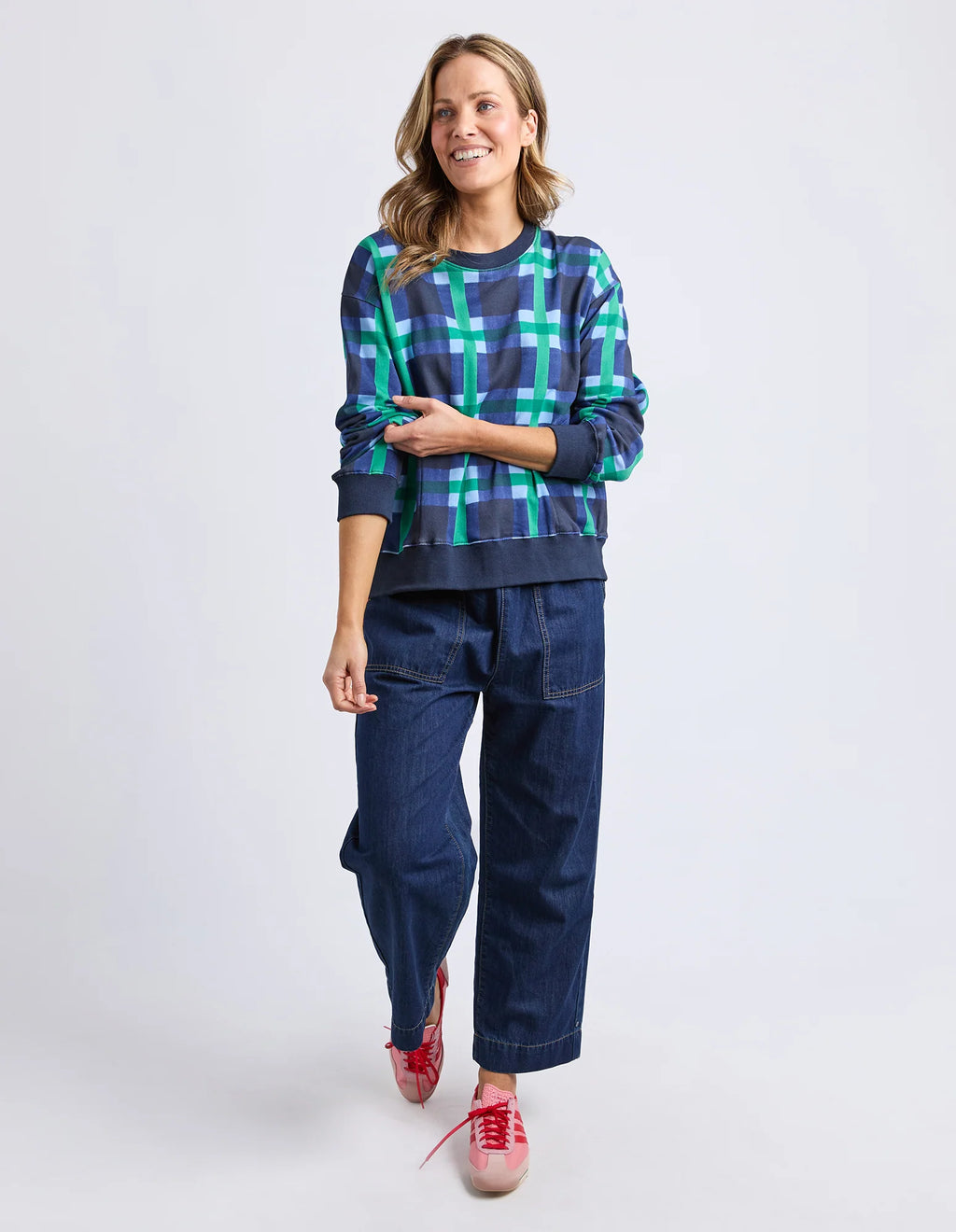 Elm Bari Crew Blue Check