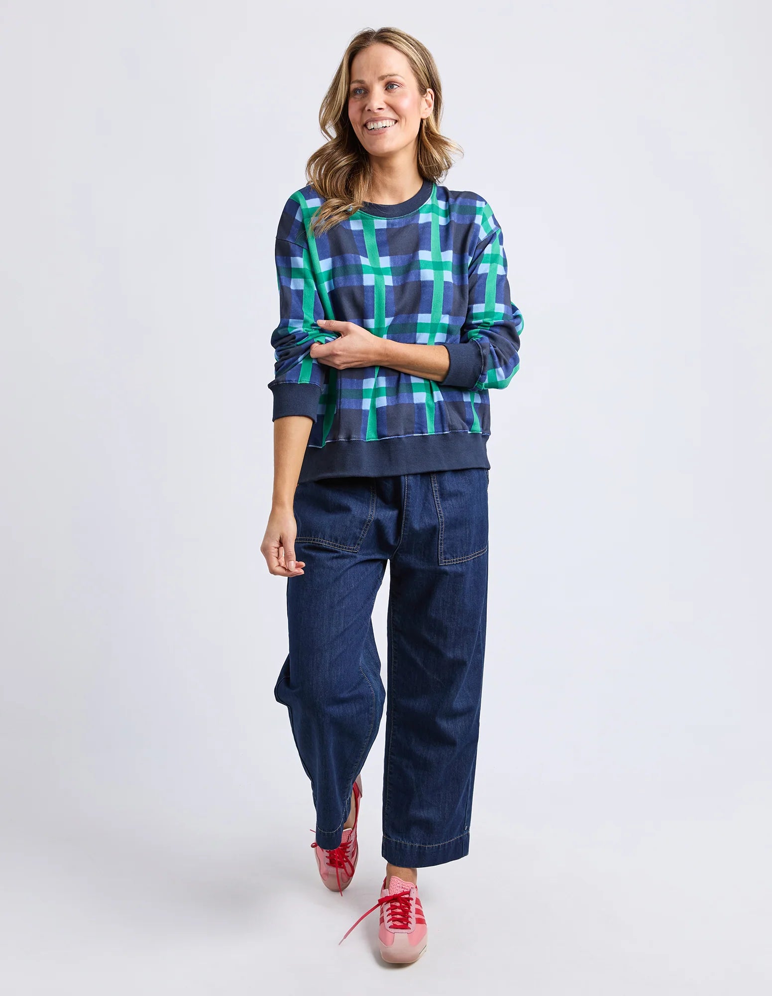 Elm Bari Crew Blue Check