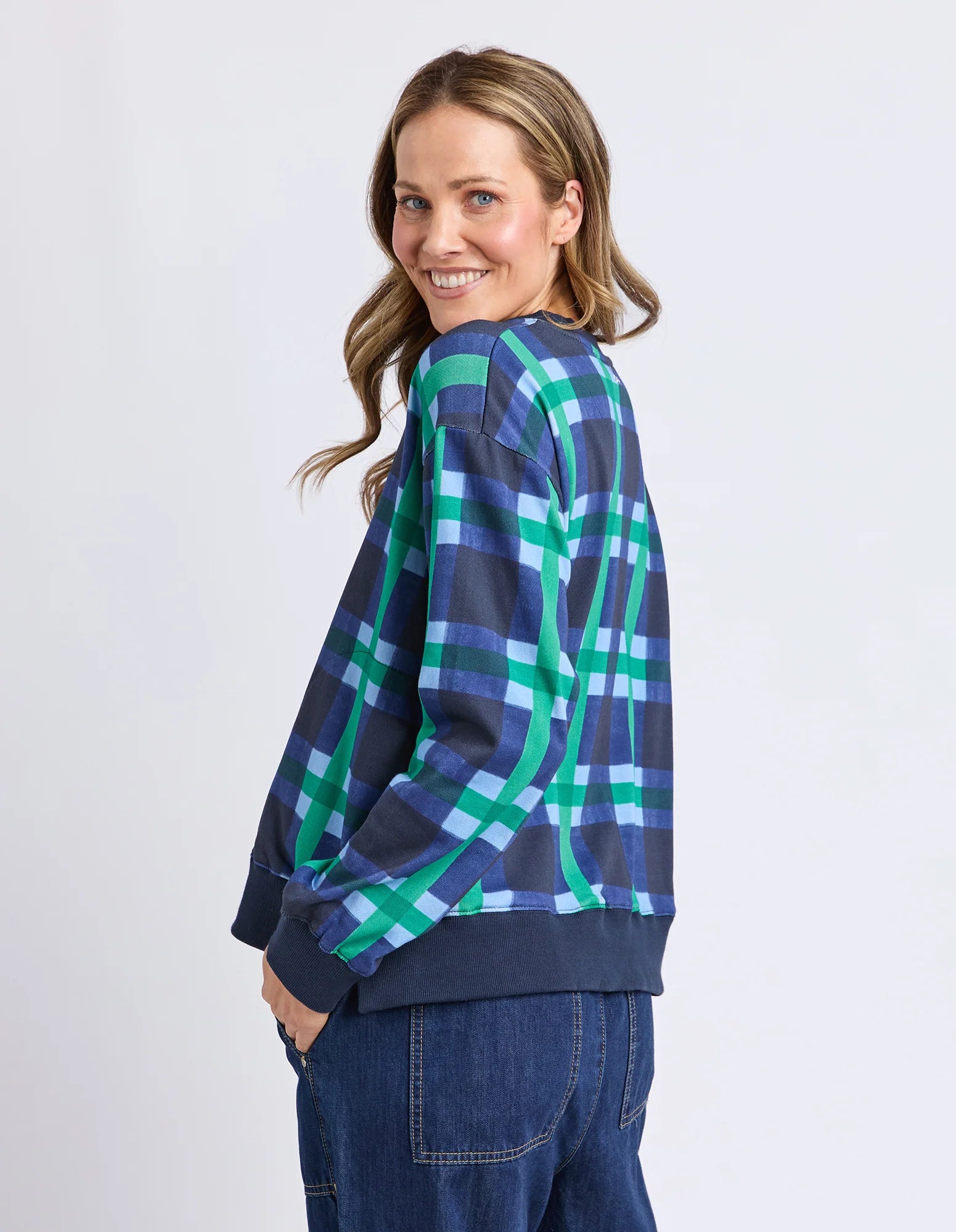 Elm Bari Crew Blue Check