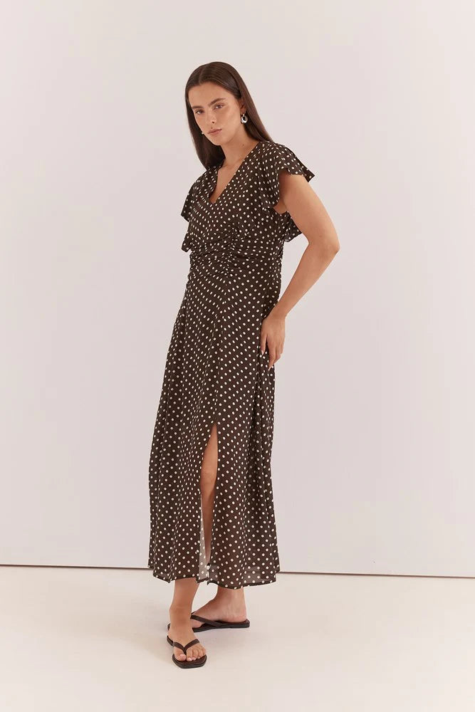 Sass Elba Ruched Waist Dress Polka Dot