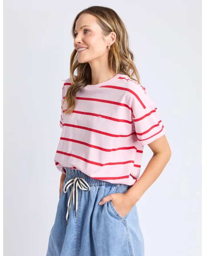 Elm Halli Pink Lady & Poppy Stripe Tee Stripe