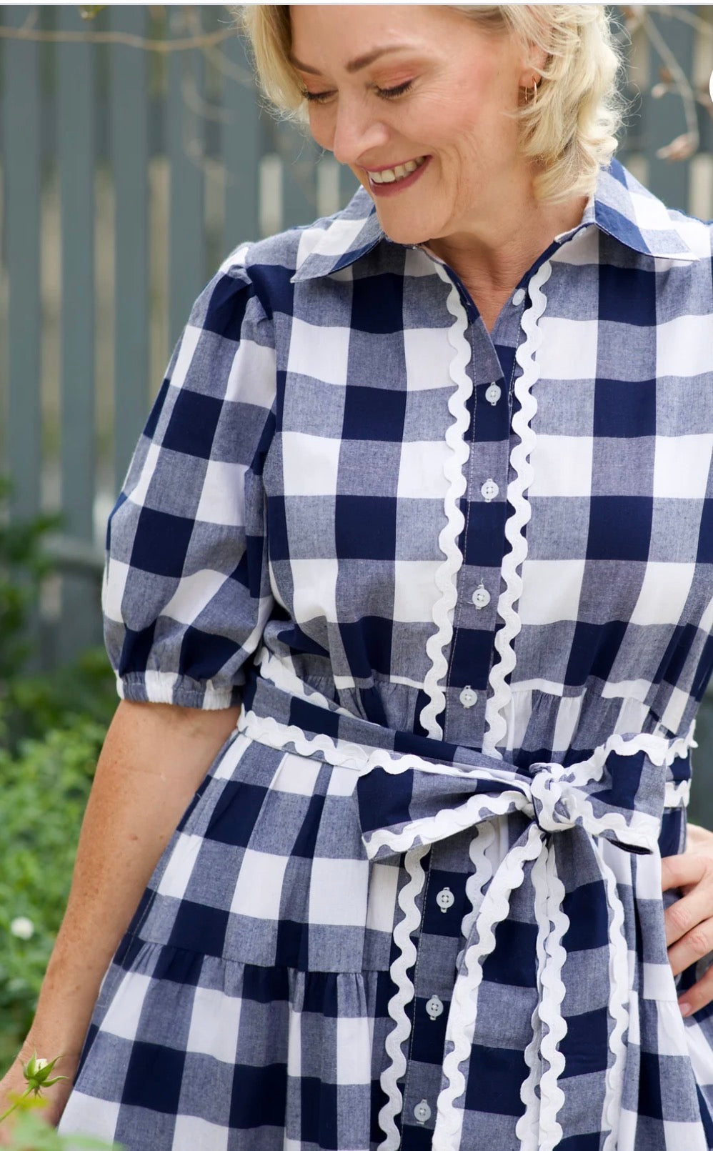 Liv & Milly Alice Gingham Dress Navy & White