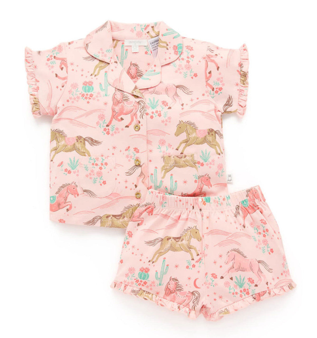 Purebaby Desert Horses Ruffle PJ Set