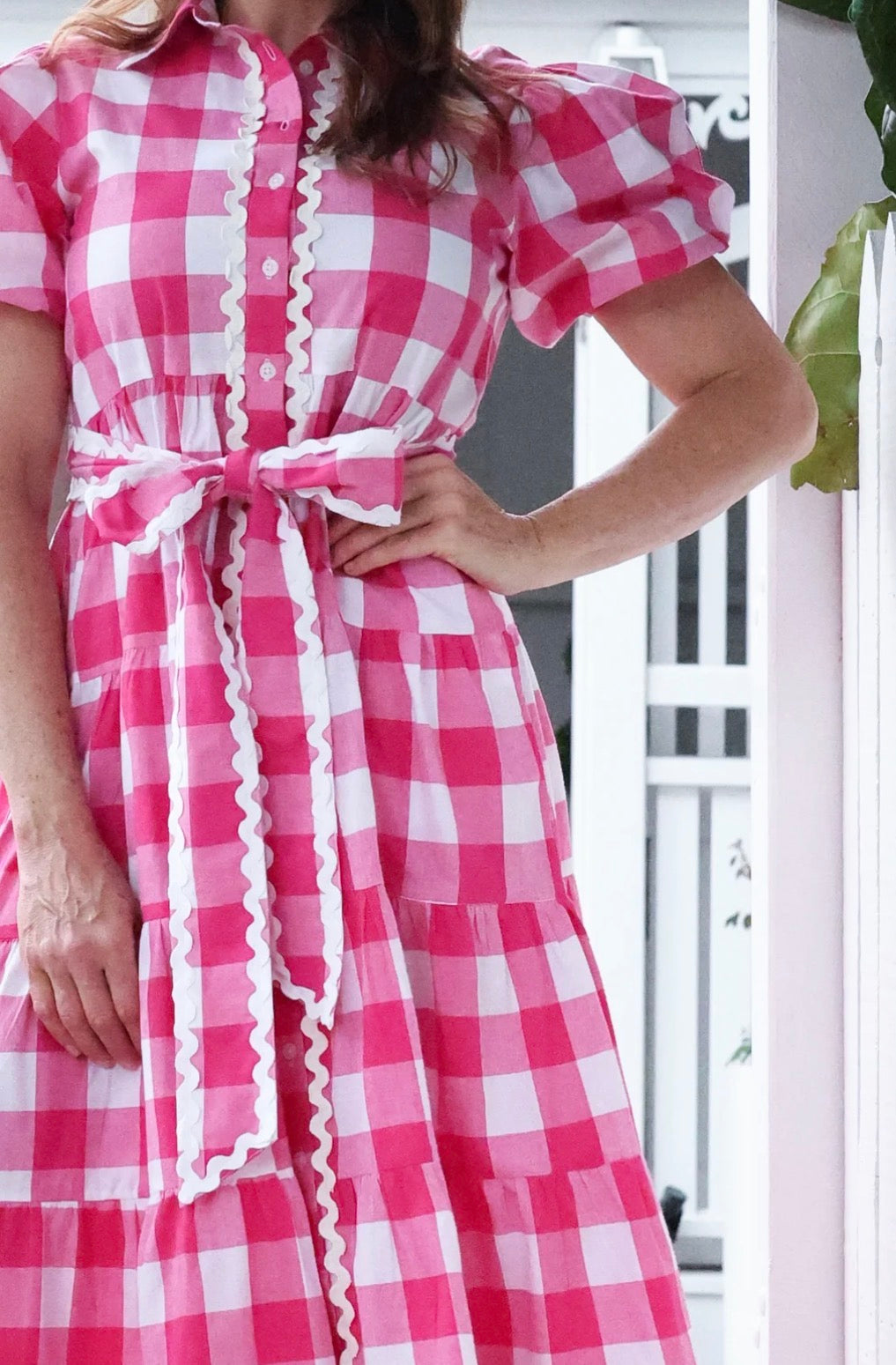 Liv & Milly Alice Gingham Dress Pink & White