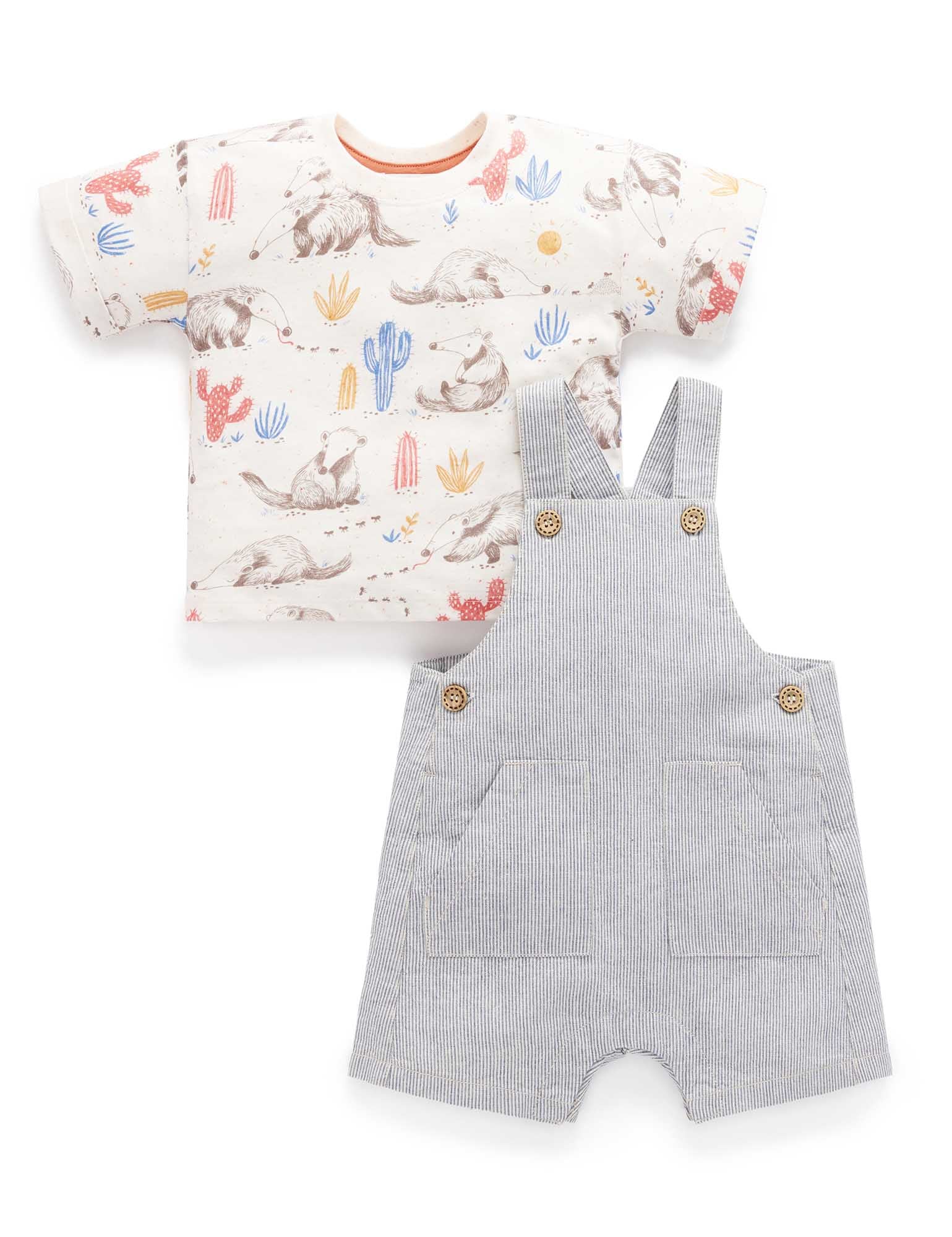Purebaby Striped Overall set