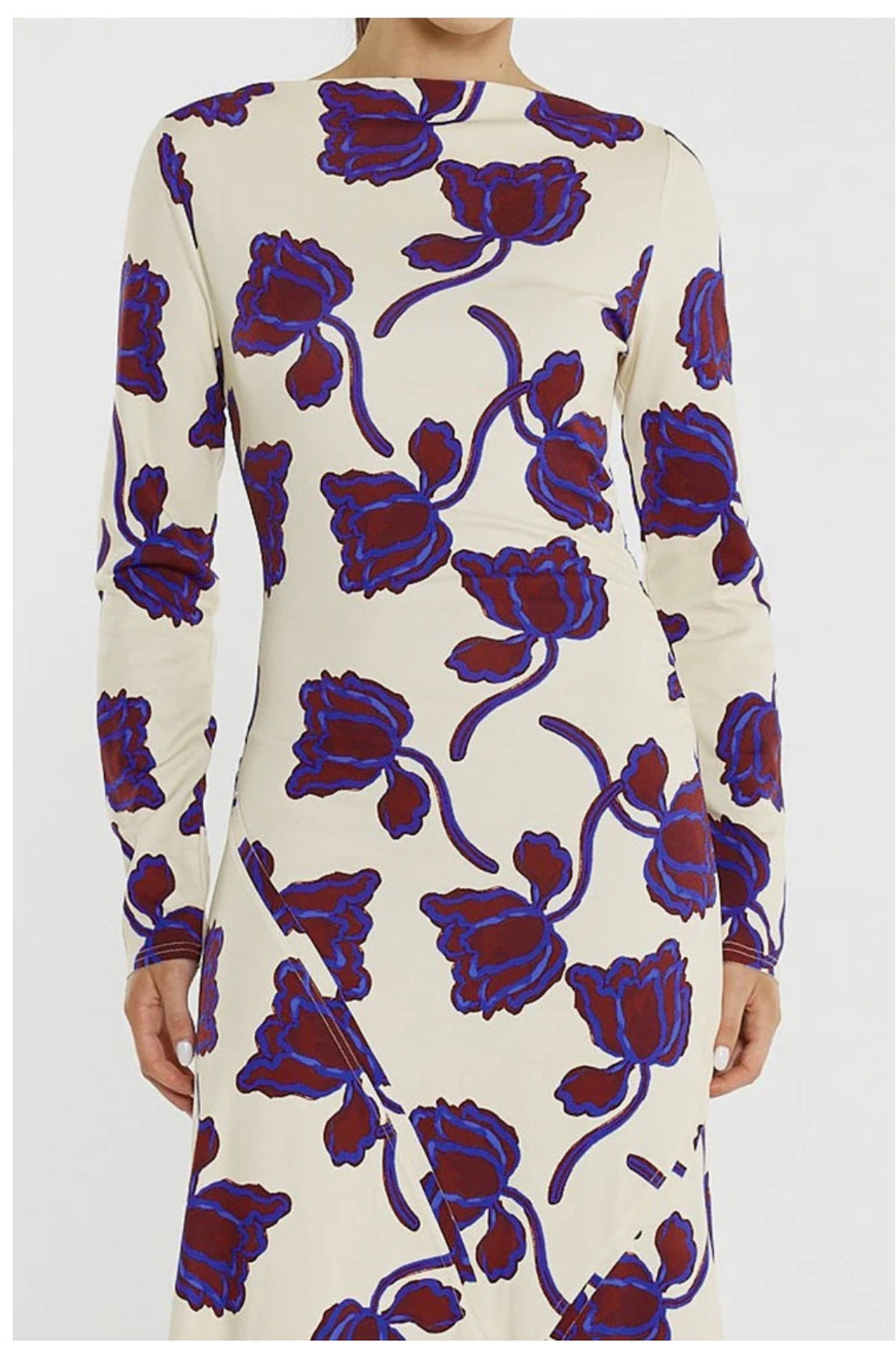 Sass Jade Seamed Jersey Dress Winter Poppy