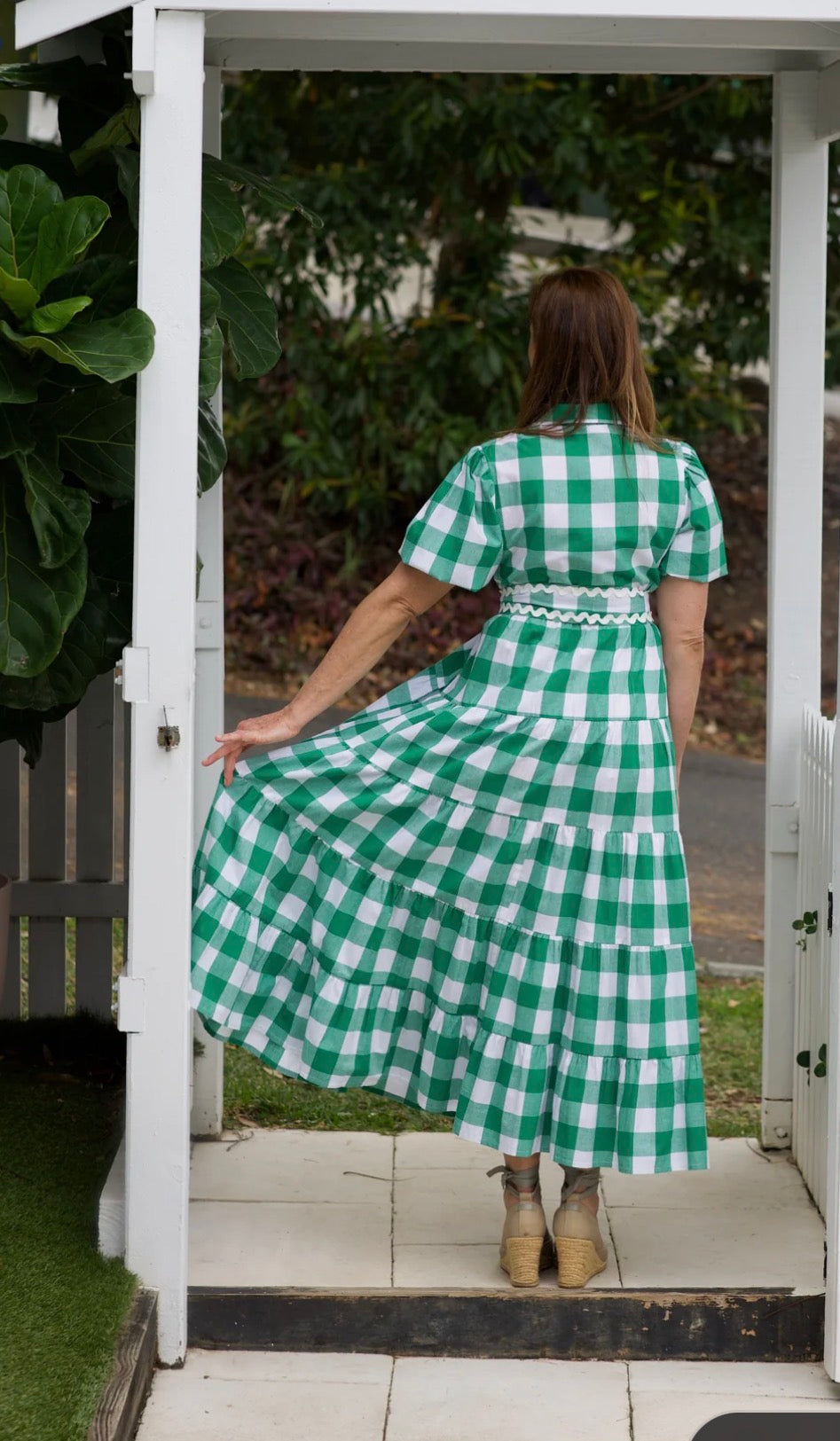 Liv & Milly Alice Gingham Dress Green & White