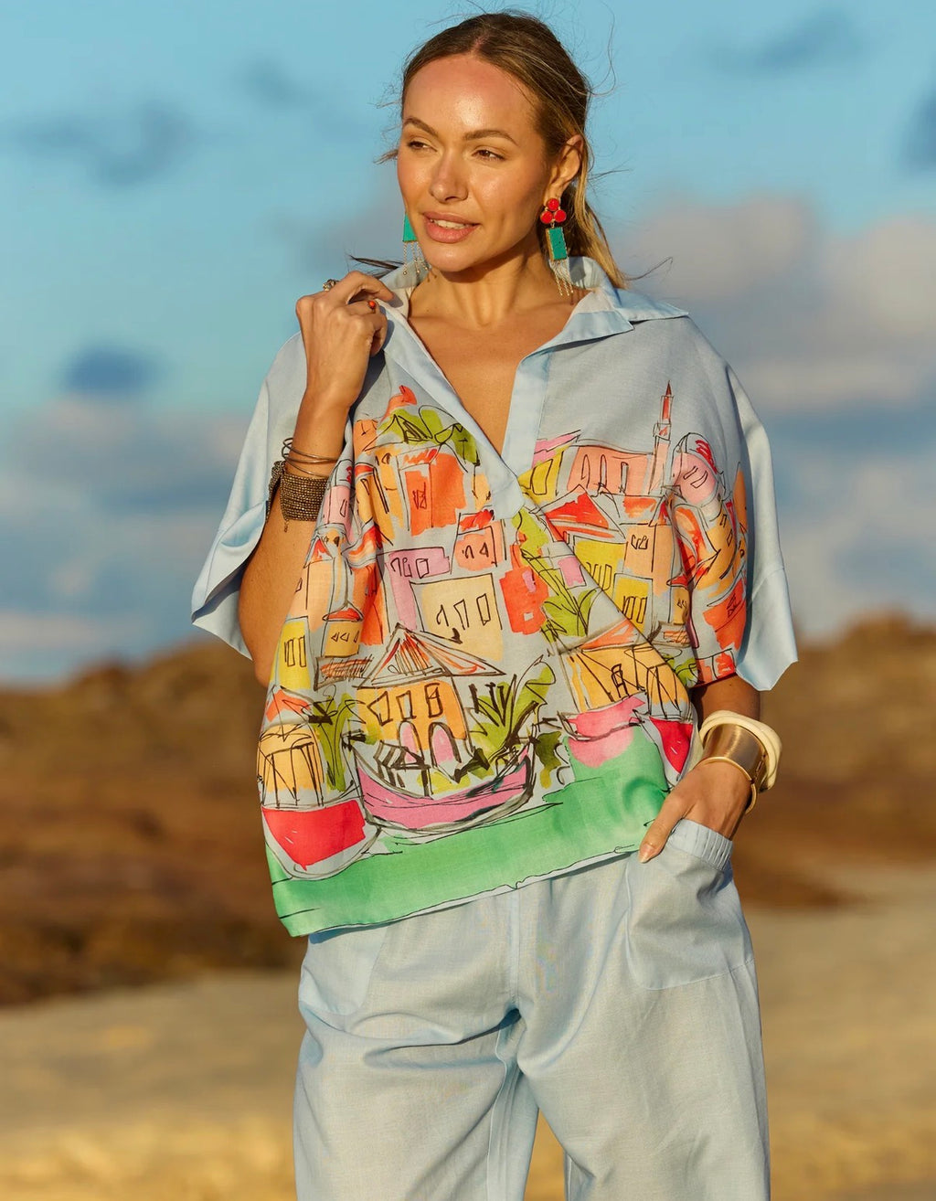 Naudic Cassie Top Villa Print