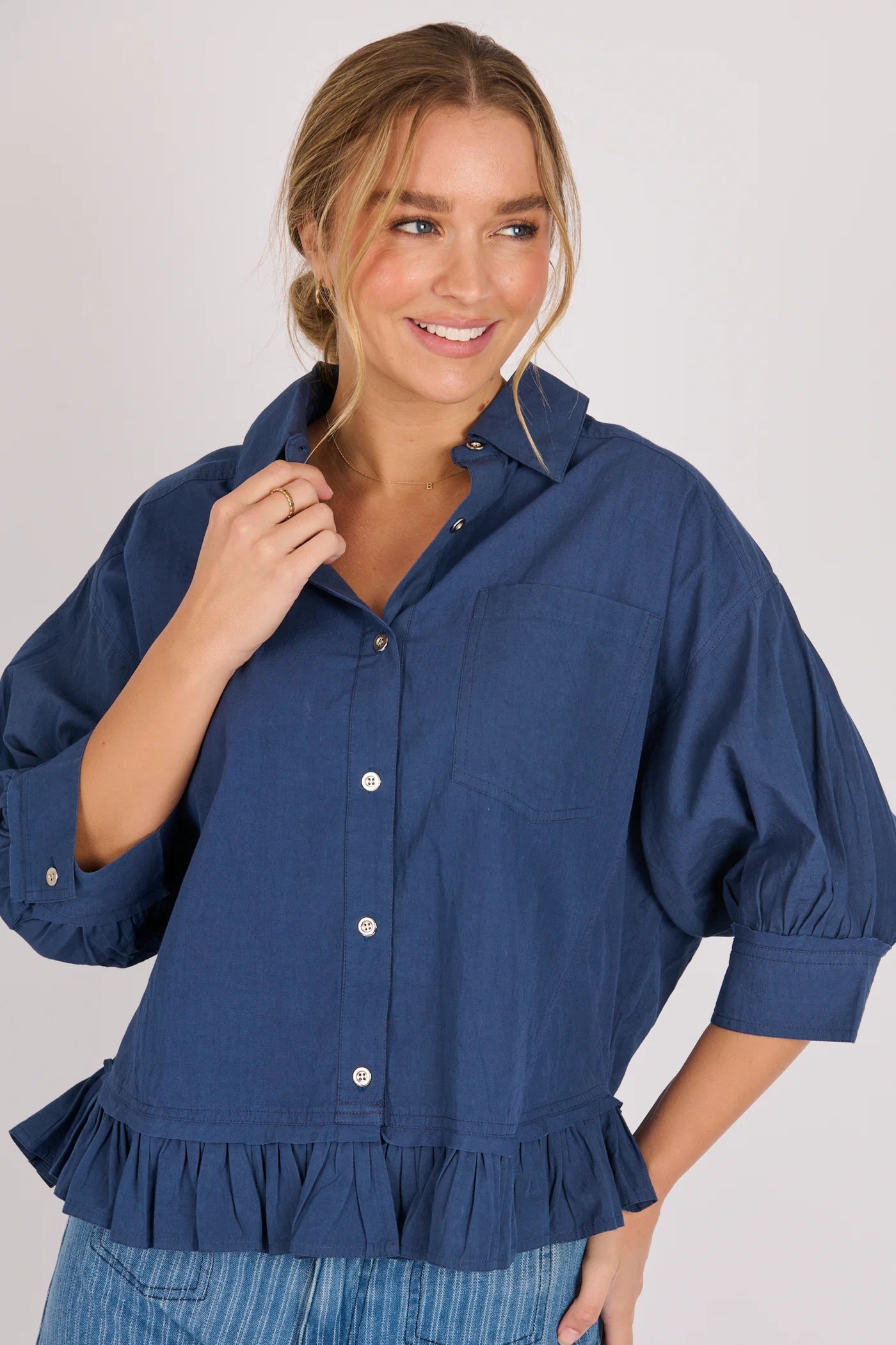 Ellis & Dewey Frill Detail Collared Shirt