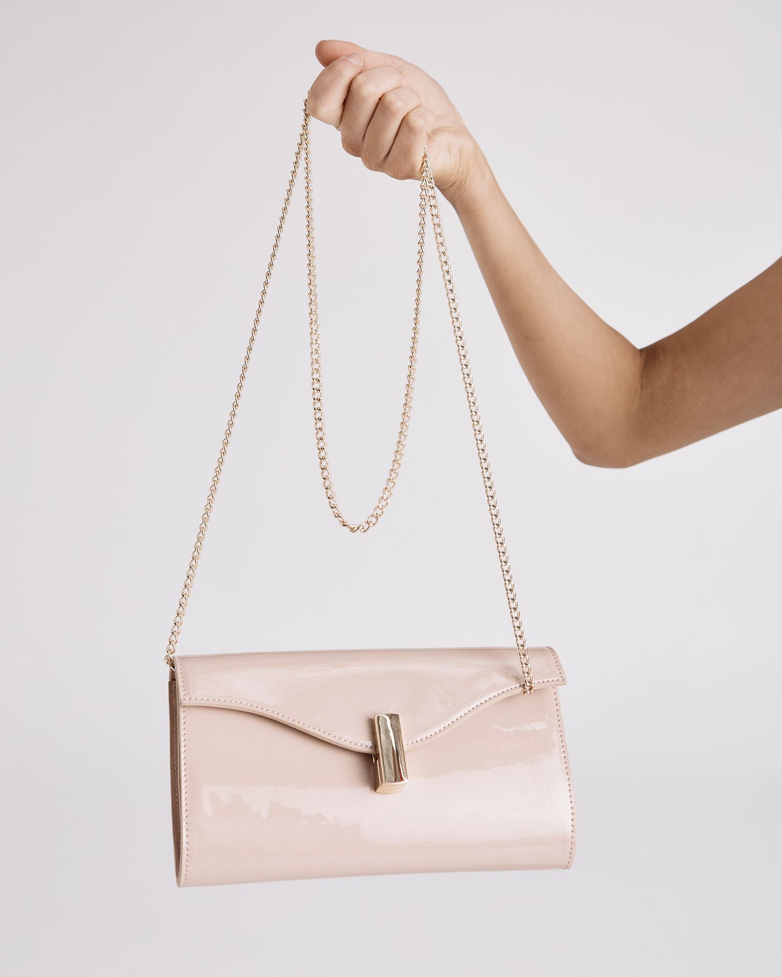 Novo Alysse Nude Patent Clutch